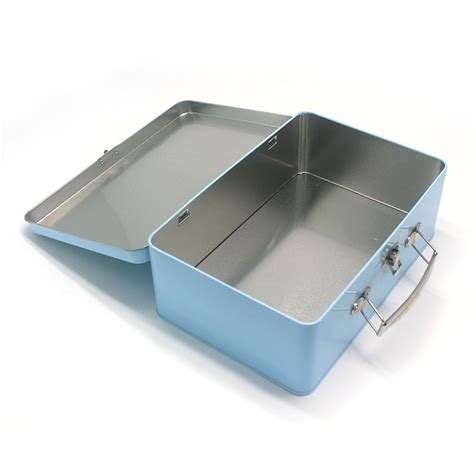 metal tin box with handle|metal box with lid 12x12x14.